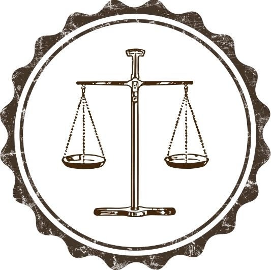 Justice scale inside a seal